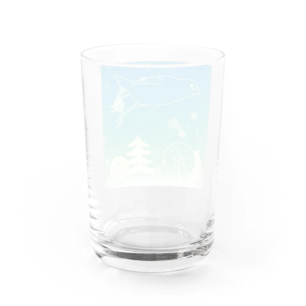 ・buncho days・ 文鳥デイズの北欧の空を飛ぶ文鳥 Water Glass :back