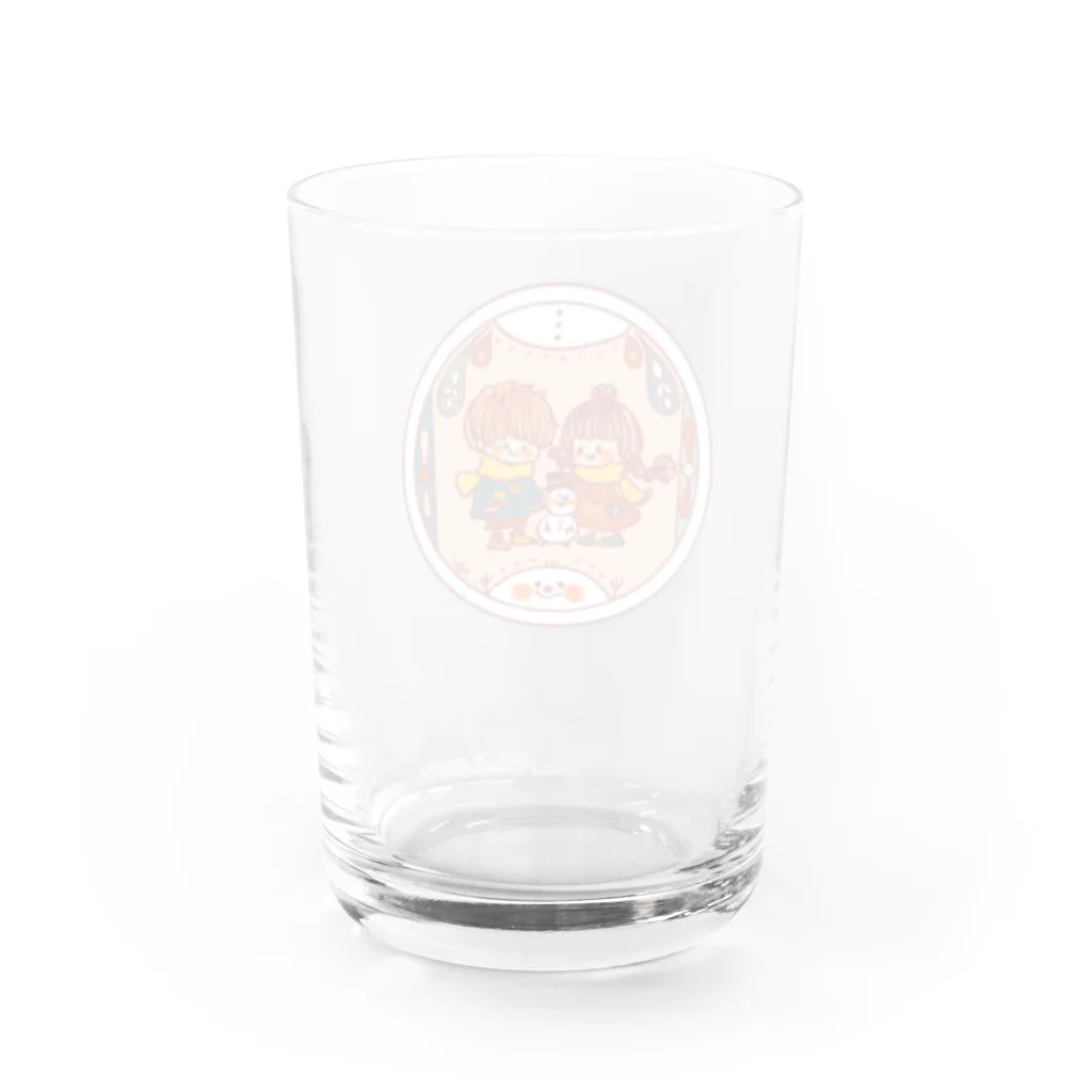 おしおあおいのお店の雪だるまくんと子どもたち Water Glass :back