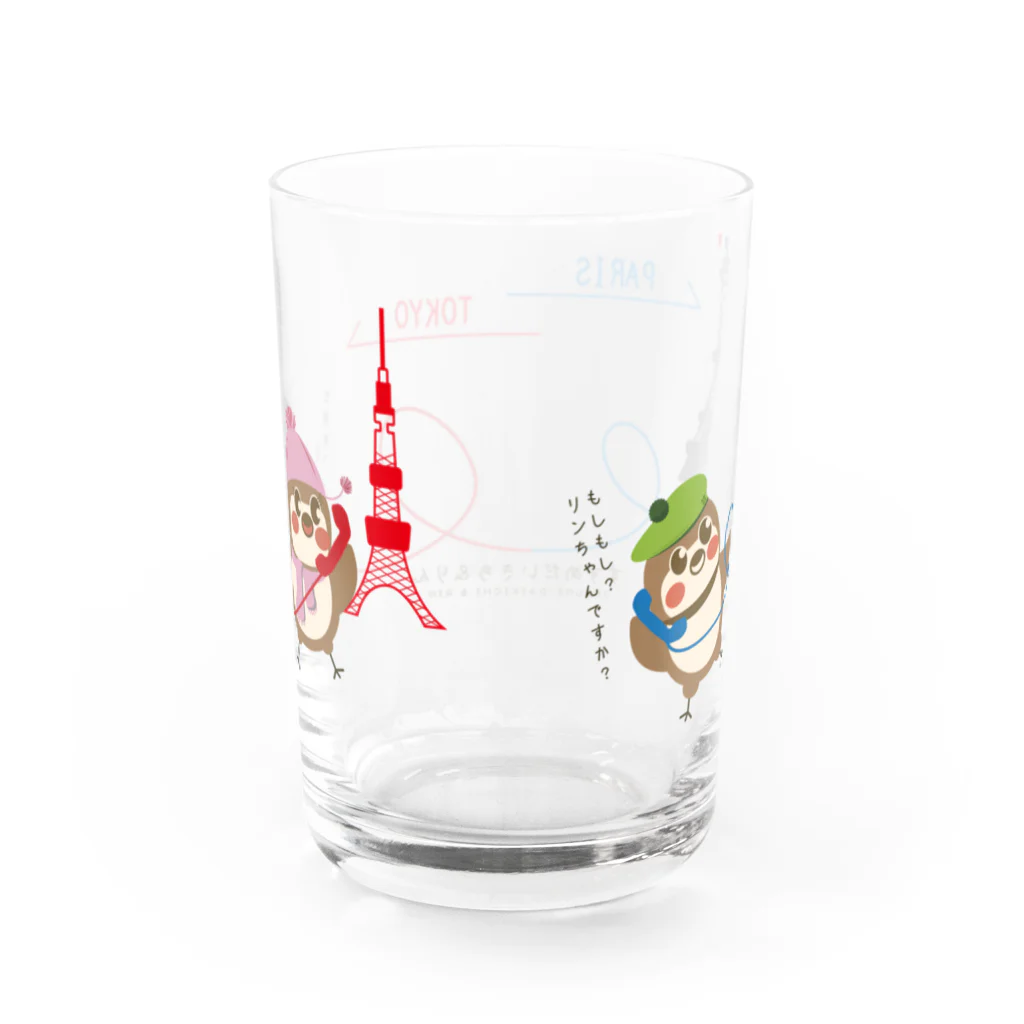 “すずめのおみせ” SUZURI店のHello! すずめだいきち(PARIS-TOKYO) Water Glass :back
