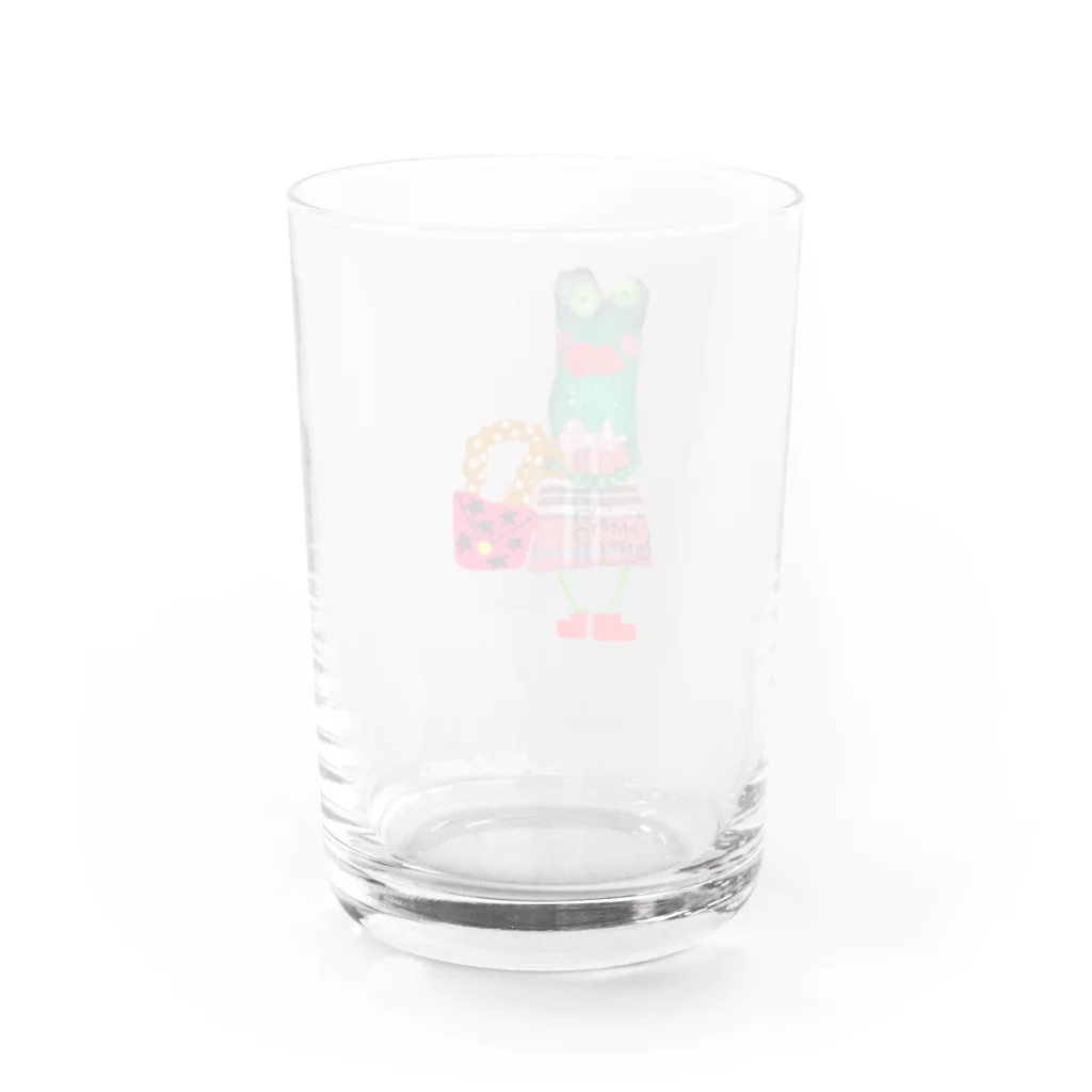 🎶カエルワールド✨🎶世界に一つだけのオリジナルグッズ🎶の独特なカエルイラストグッズ Water Glass :back