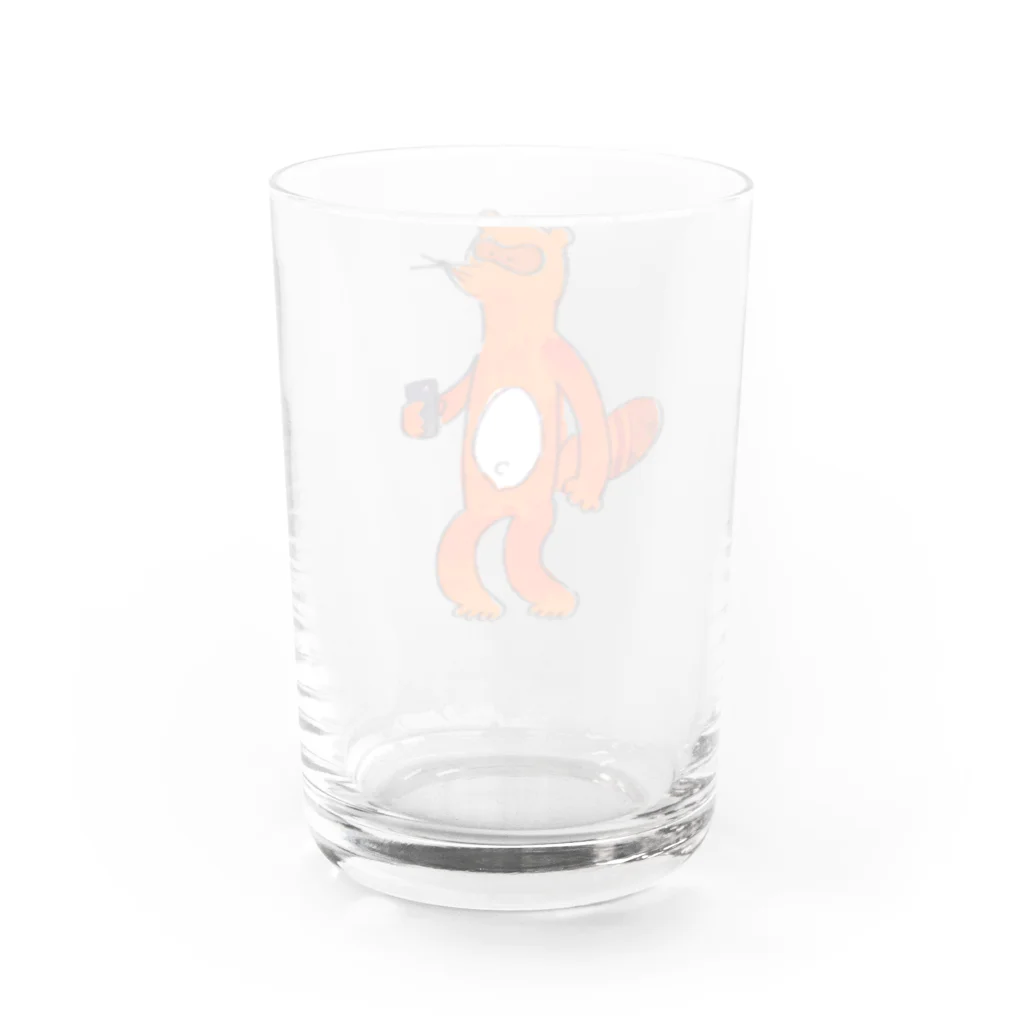 Peach Graphicsのぽこたぬき Water Glass :back