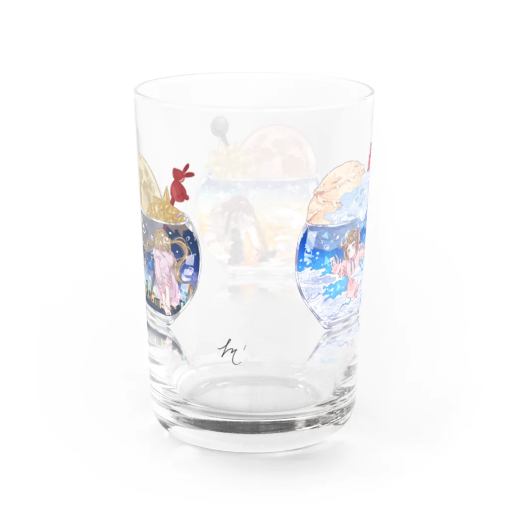 炭酸生活の空のクリームソーダ Water Glass :back