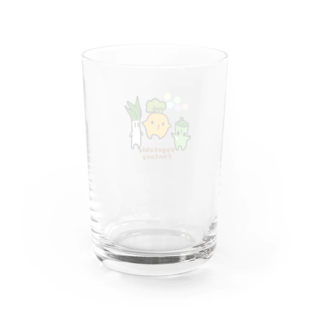 霞ゆく星々よのVegetable Fantasy ｰニンジン・オクラ・ネギｰ Water Glass :back