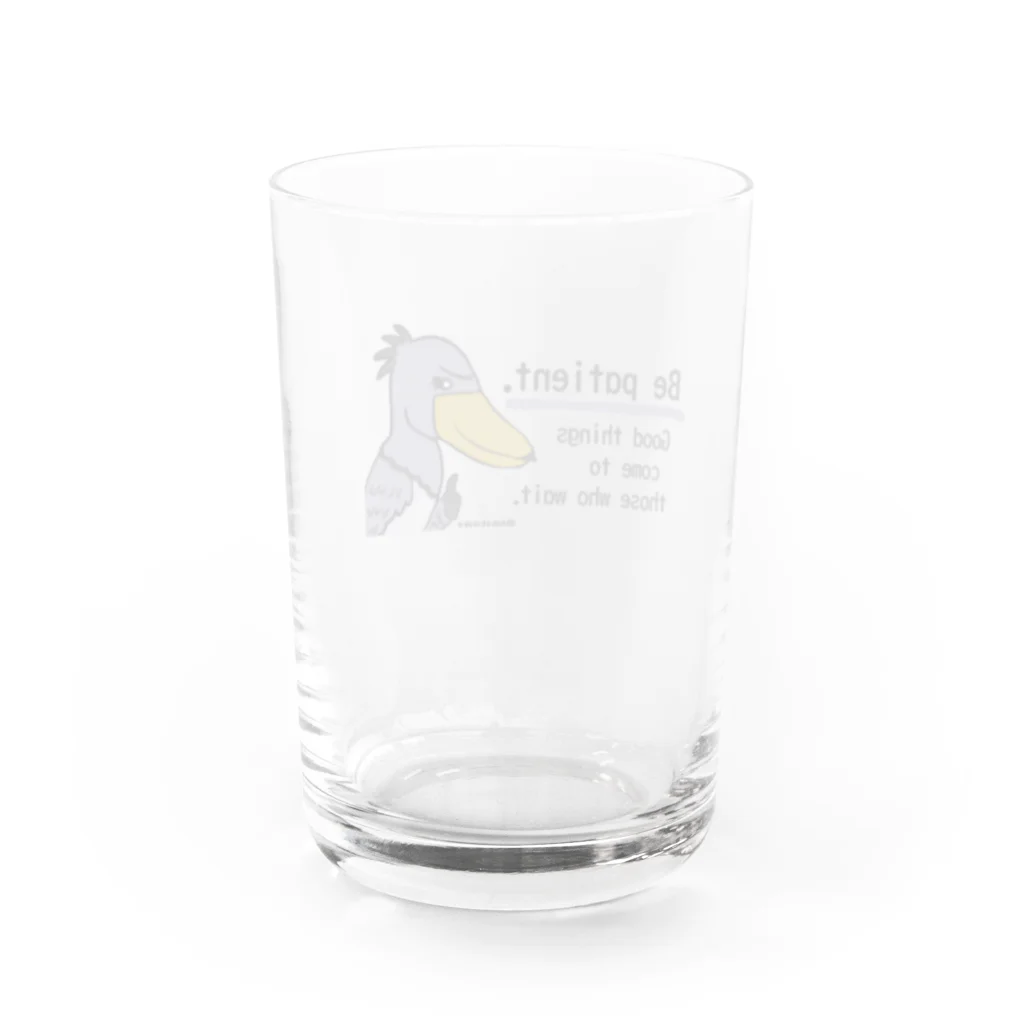 dokukinoko1000の怪鳥ハシビロコウのセンさん11　カラー Water Glass :back