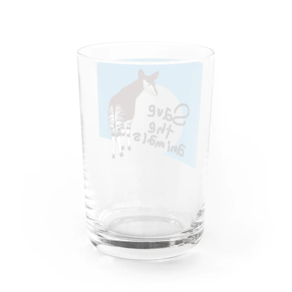 mayon's animal shopのオカピ 絶滅危惧種を守ろう Water Glass :back