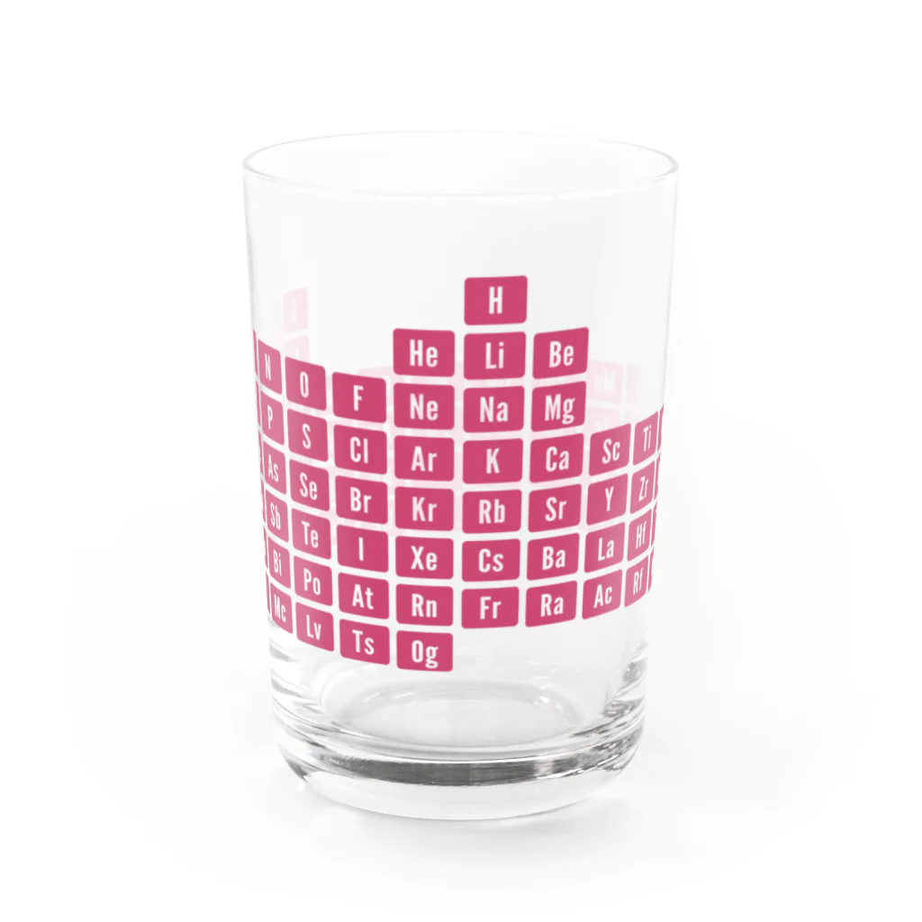 アルバトロスデザインの元素周期表（レッド） Water Glass :back