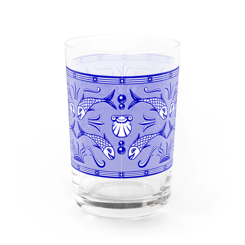 もようをつくる・ポペリカンの青いお魚グラス Water Glass :back