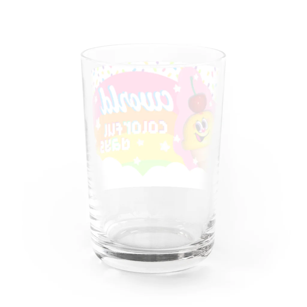 C WORLD🐻💜のアイスちゃんcolorful days Water Glass :back