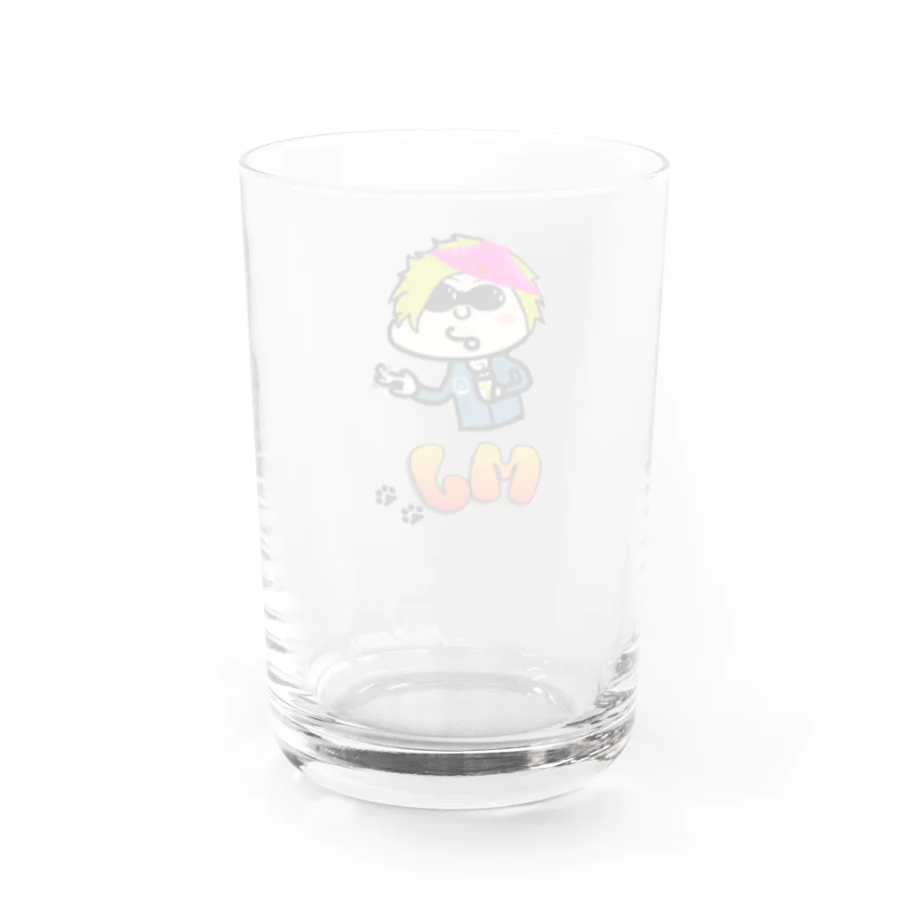 MJのMJロゴ・MJパンツ被りキャラクター入り Water Glass :back