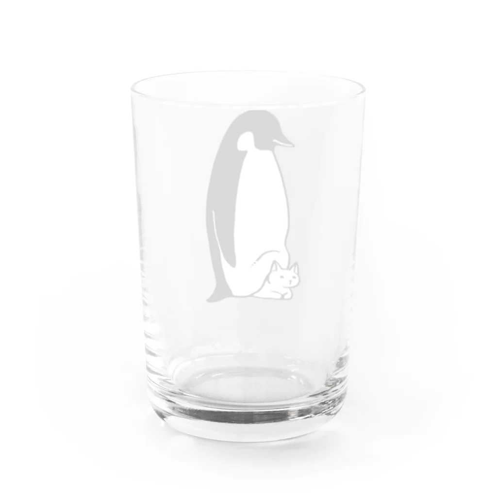 わの屋の暖を取るねこ（ペンギン） Water Glass :back