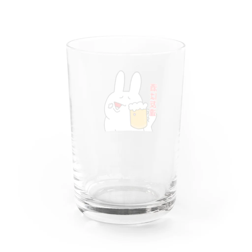 コニシの二重アゴのうさぎ～酒は友達ver.～ Water Glass :back