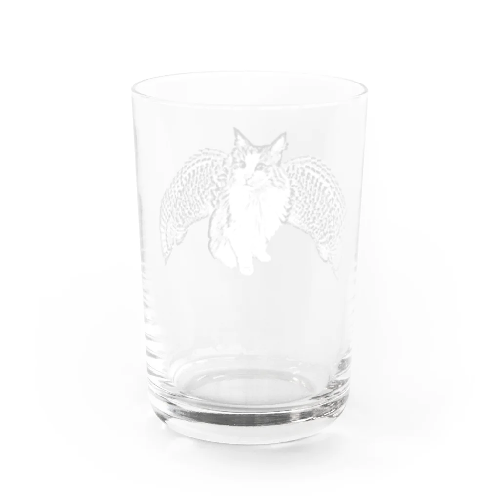 ネコミミズク　NekoMimizukuのネコミミズク－モノクロ Water Glass :back