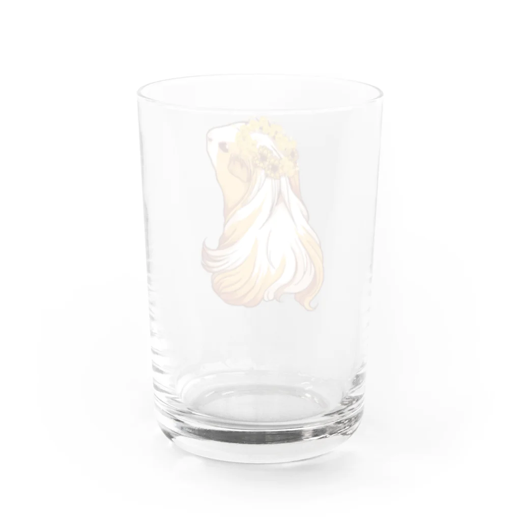 Lichtmuhleのミモザの花冠とモルモット【シェルティ】 Water Glass :back