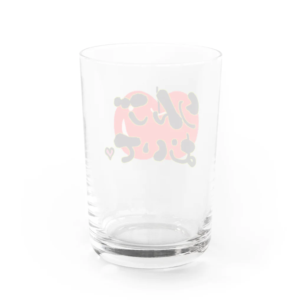 筆文字かふぇのりんごむいて Water Glass :back