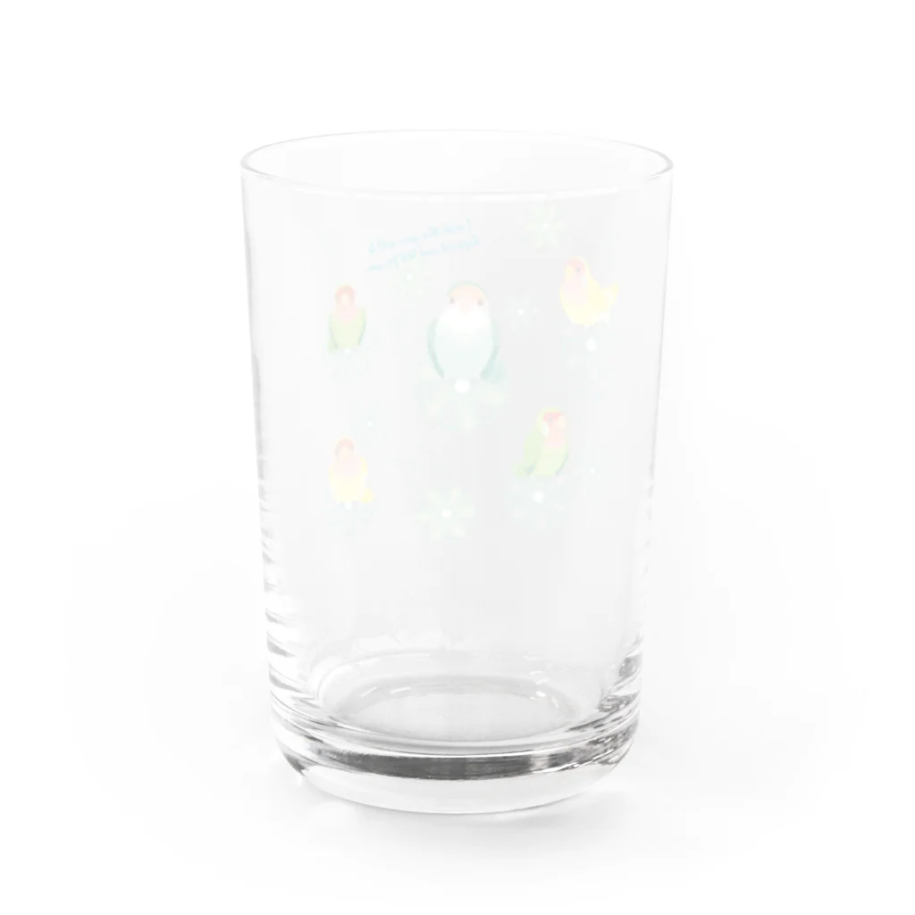Satokostudioのコザクラインコと一緒 Water Glass :back