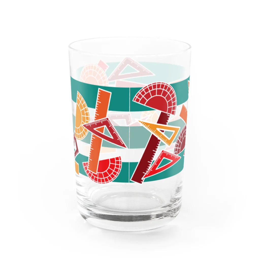 みけにっけ商店の柄物　ものさし赤 Water Glass :back