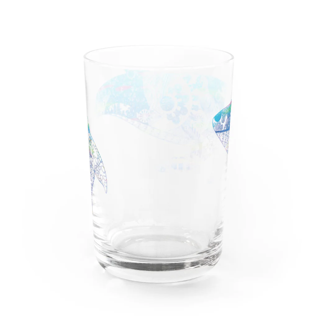 切り絵作家カジタミキの切り絵のクジラ Water Glass :back