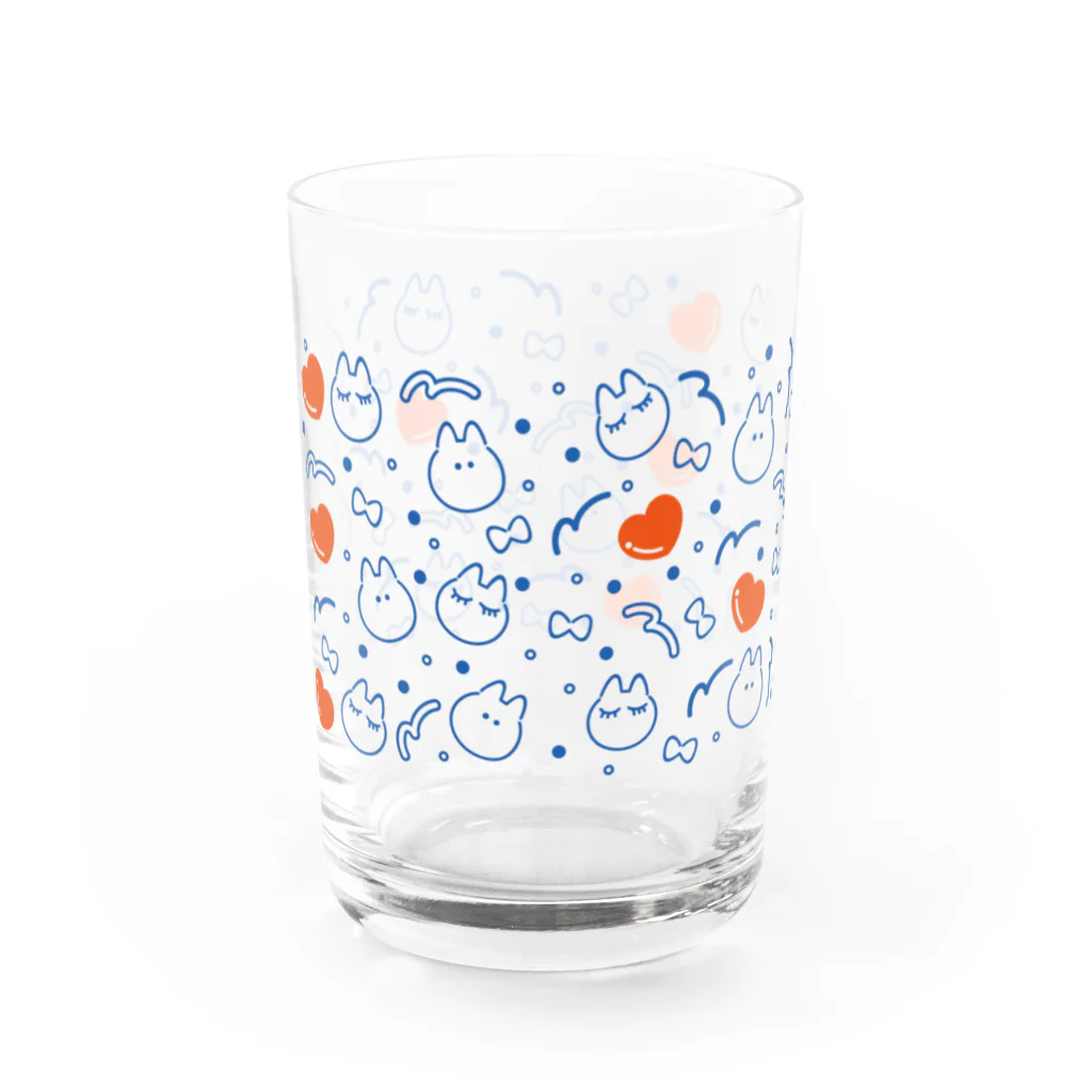 おわんのねこ.ハート.リボン01 Water Glass :back