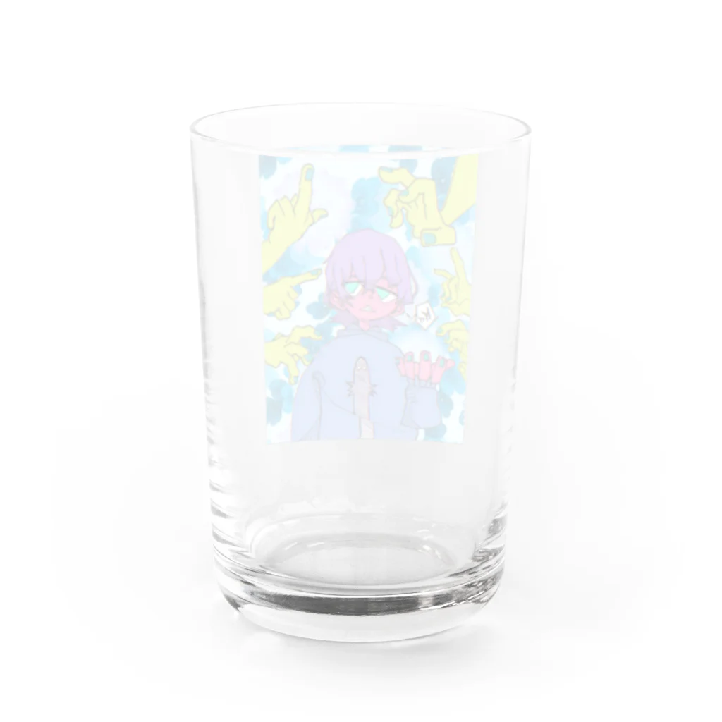 カマキリ田中の目が痛いグラス Water Glass :back