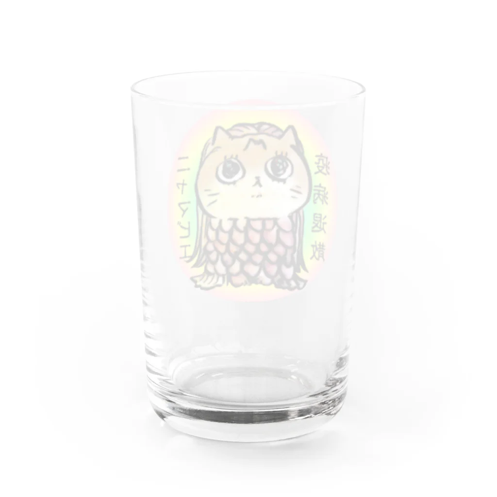 猫ドМさん専用猫グッズのお店　びーにゃんくらぶのニャマビエ～疫病退散～ Water Glass :back