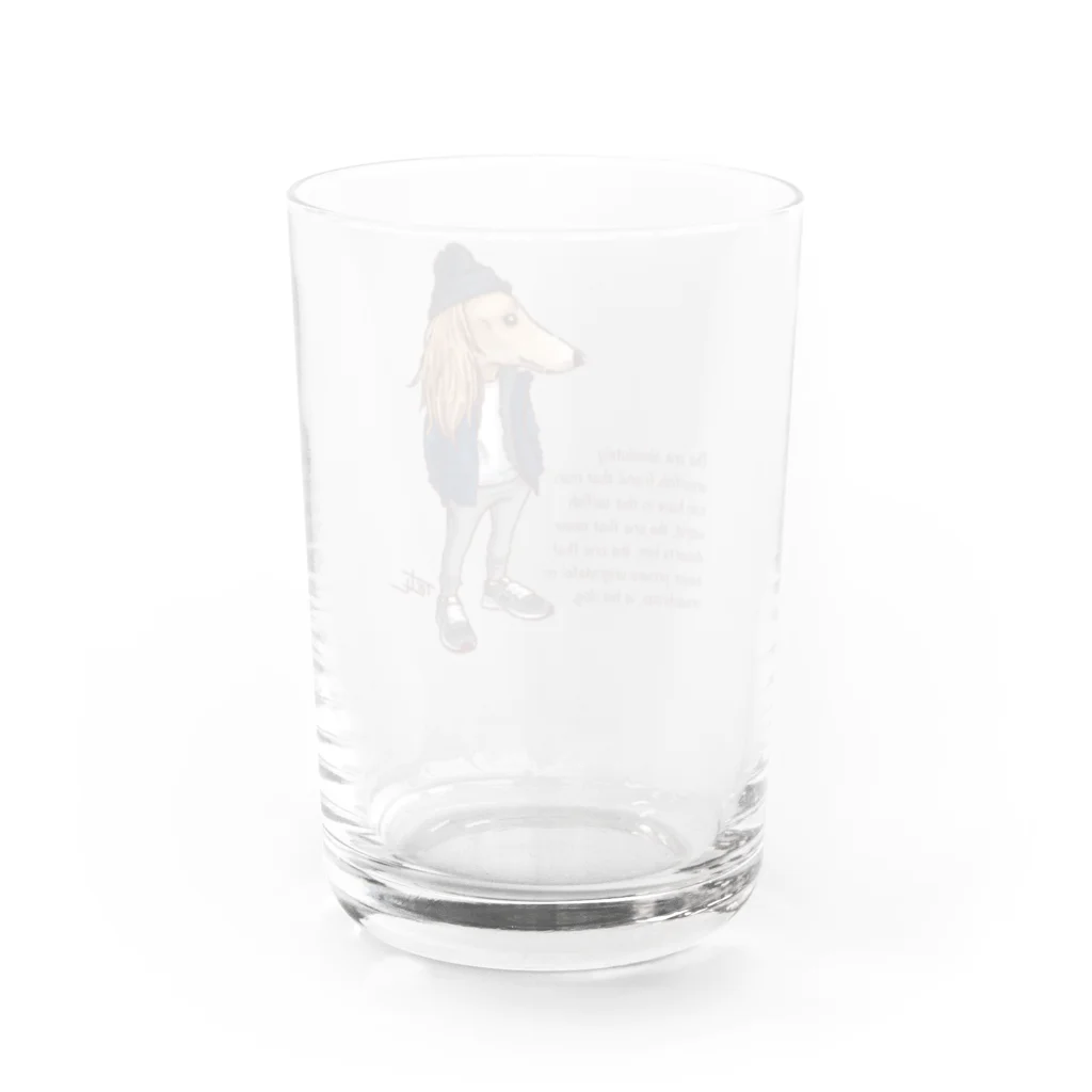 愛犬描処 プルーデンスのおしゃれサルーキ Water Glass :back