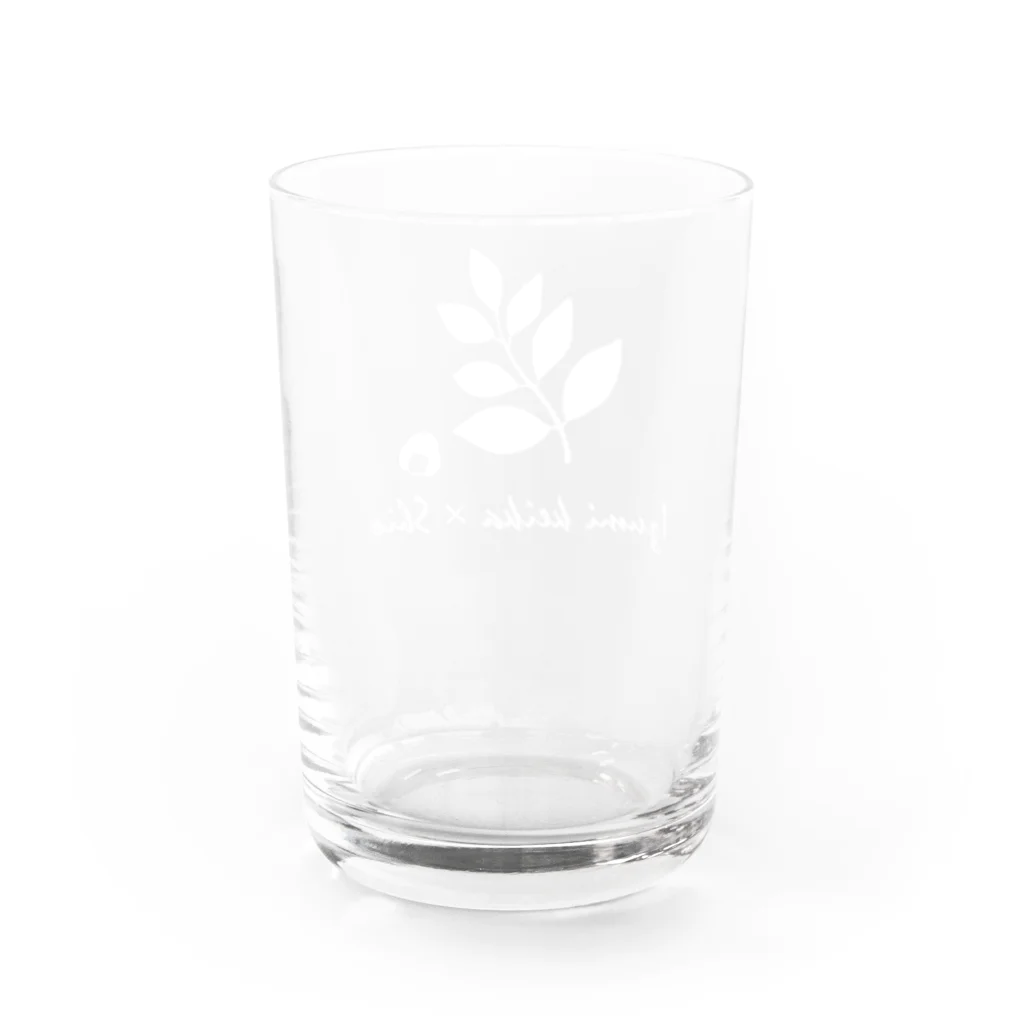 しぃやん🌿の🌿×🍙（白抜き） Water Glass :back