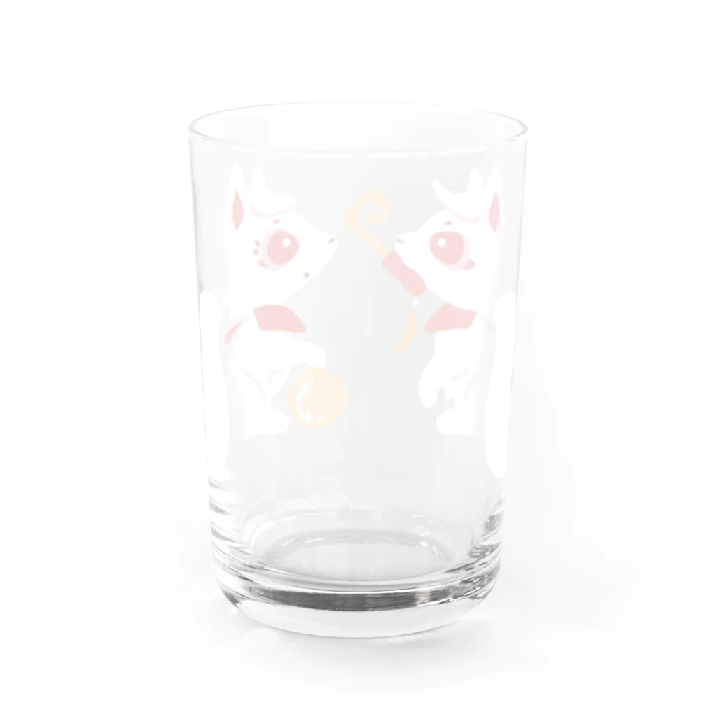 狐月稲荷社の対の稲荷狐 Water Glass :back