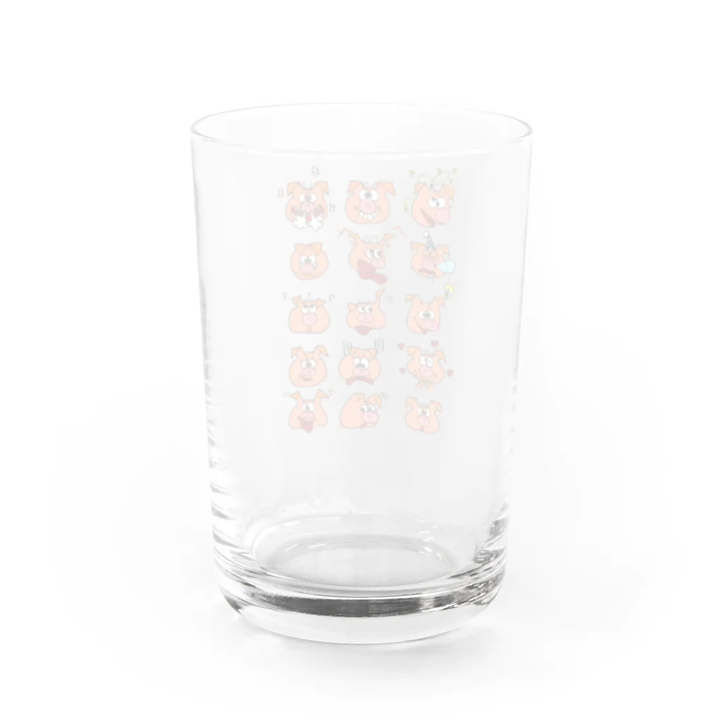 カネコネコのブタさん百面相 Water Glass :back