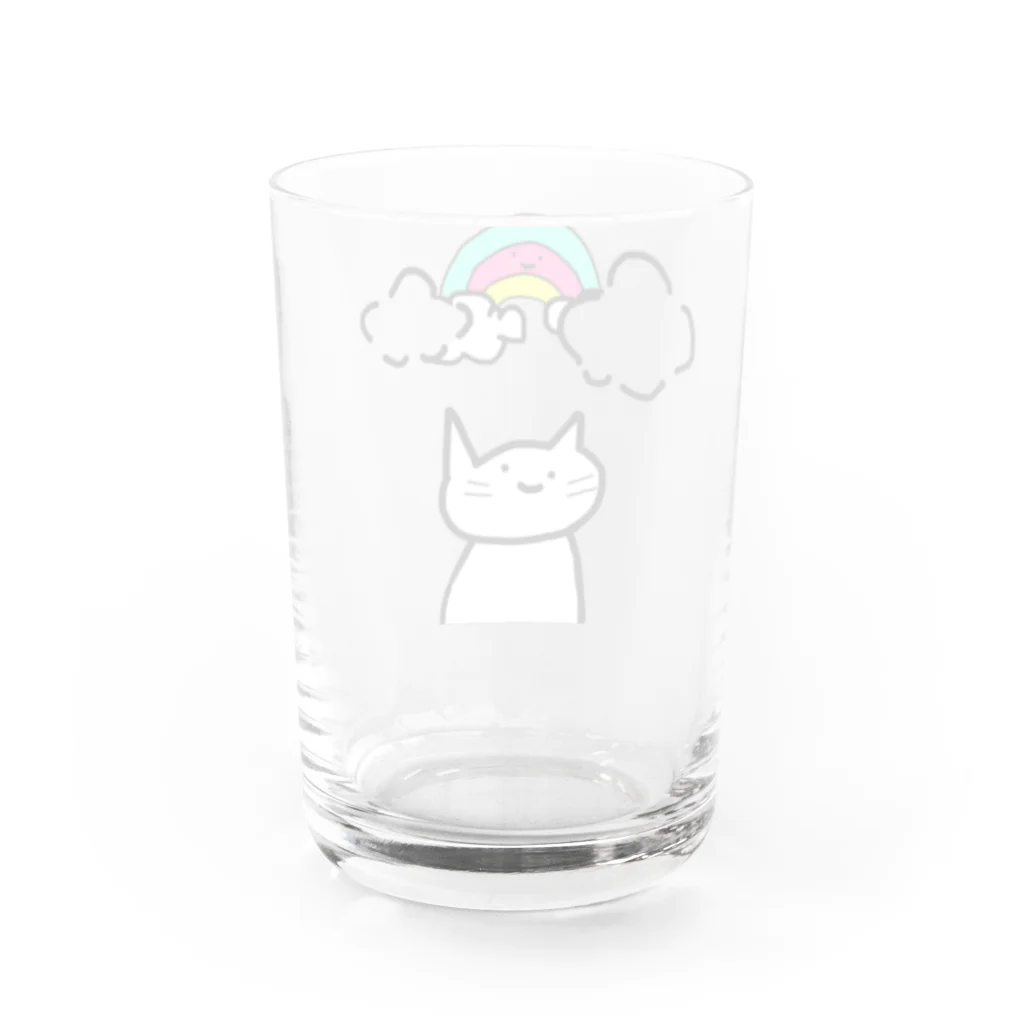 うーたんのうーねこと雲（＆にじ） Water Glass :back