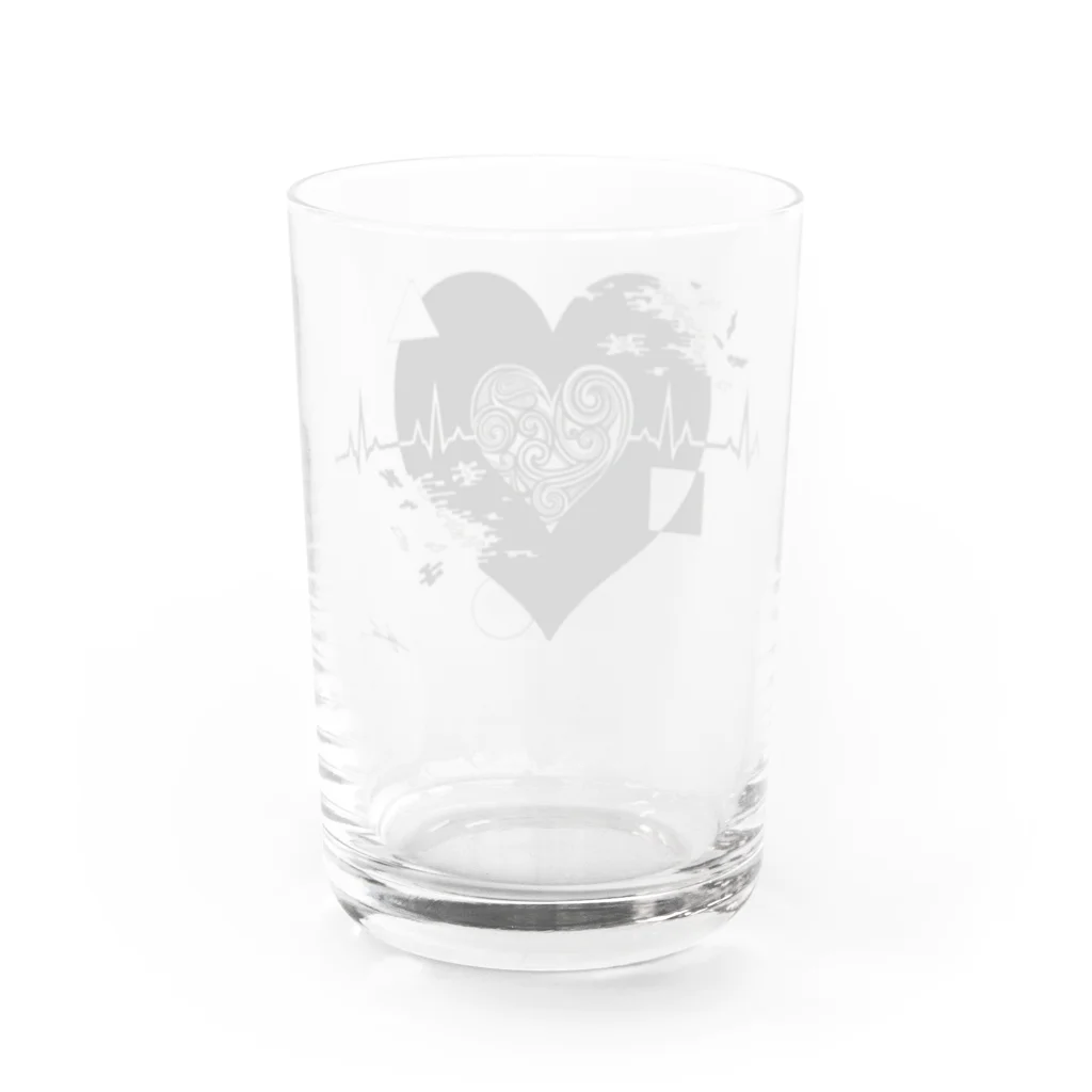 YASの心電図ハート Water Glass :back