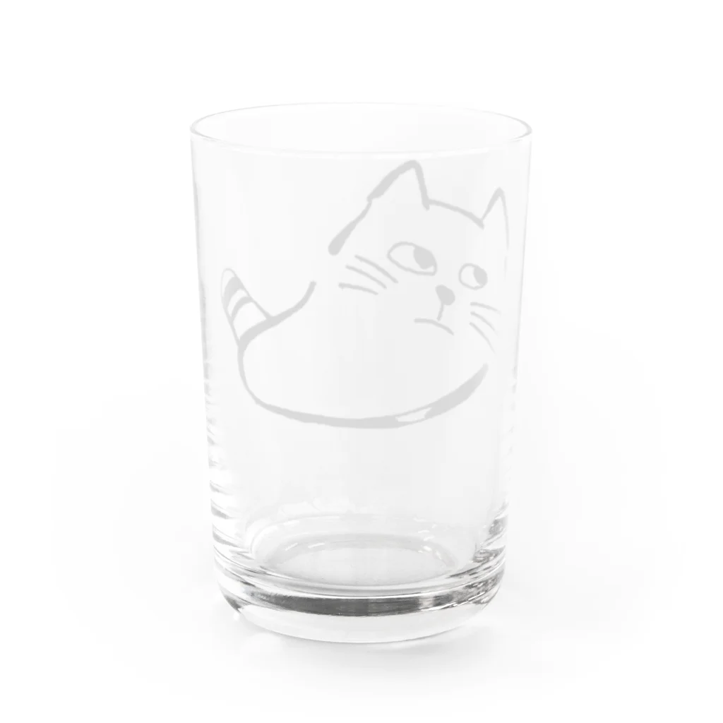 気ままに創作　よろず堂の飼い主よ、何か用か？　モノクロ黒 Water Glass :back