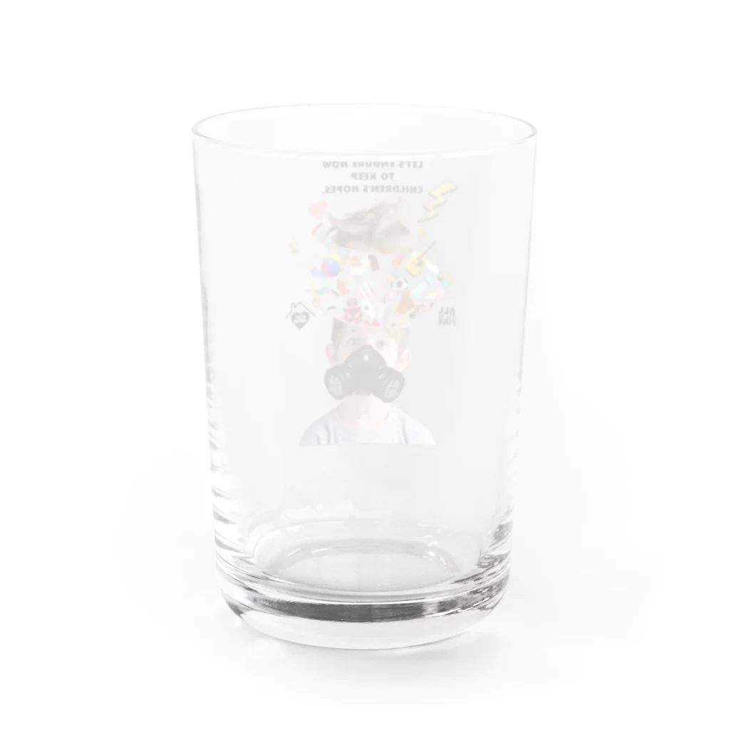 UNIREBORN WORKS ORIGINAL DESGIN SHOPのLET'S ENDURE NOW TO KEEP CHILDREN'S HOPES Water Glass :back