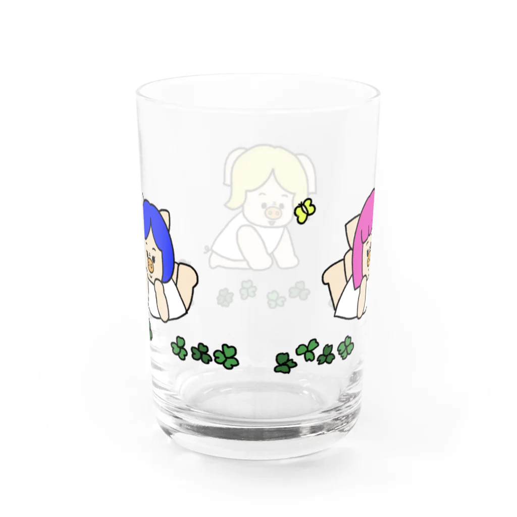 三匹の子むすめのクローバーと三匹の子むすめ Water Glass :back