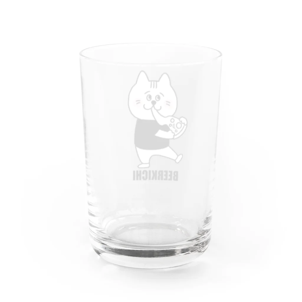 BEERKICHI(ビアキチ)のビアキチくん(ピザ/手描き) グラス Water Glass :back