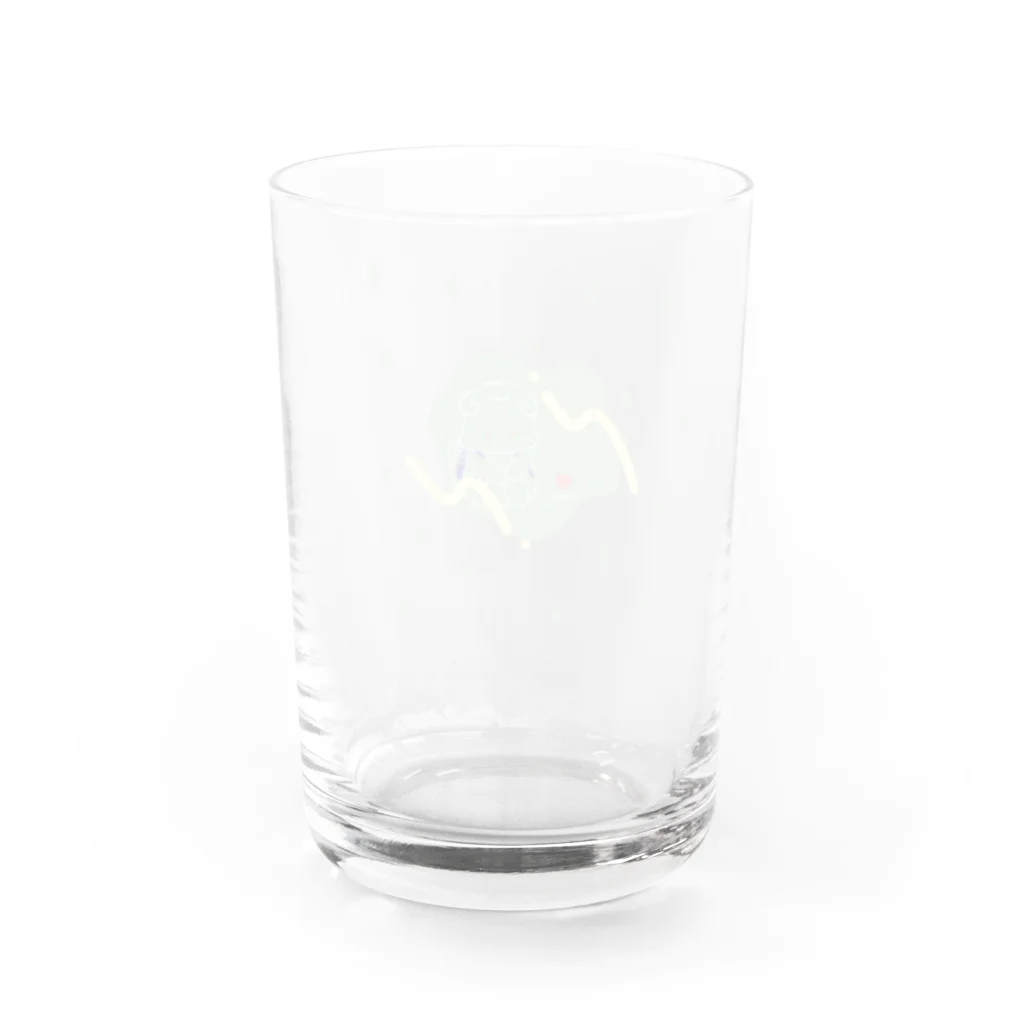 ももたろのミントグリーン水玉ふわたろ Water Glass :back