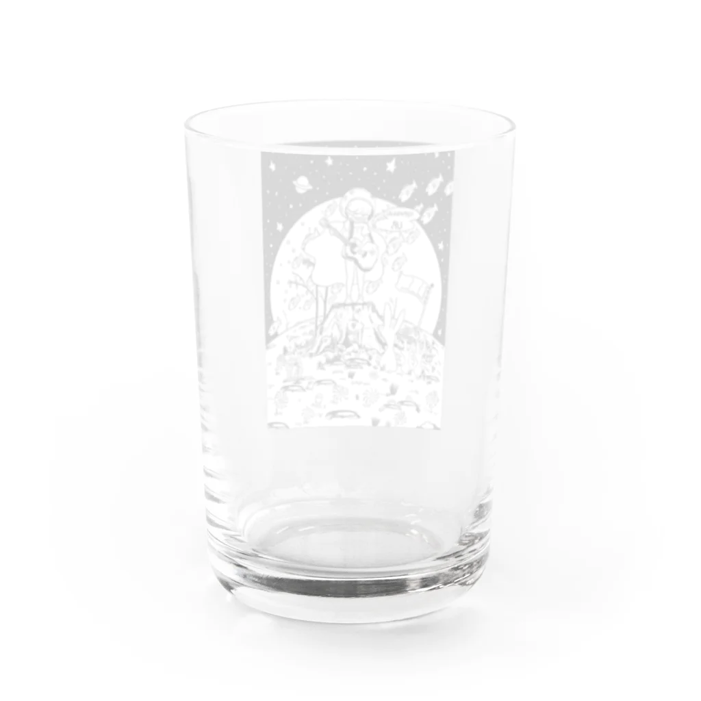 日本橋UPsの支援イラストモノクロver. Water Glass :back