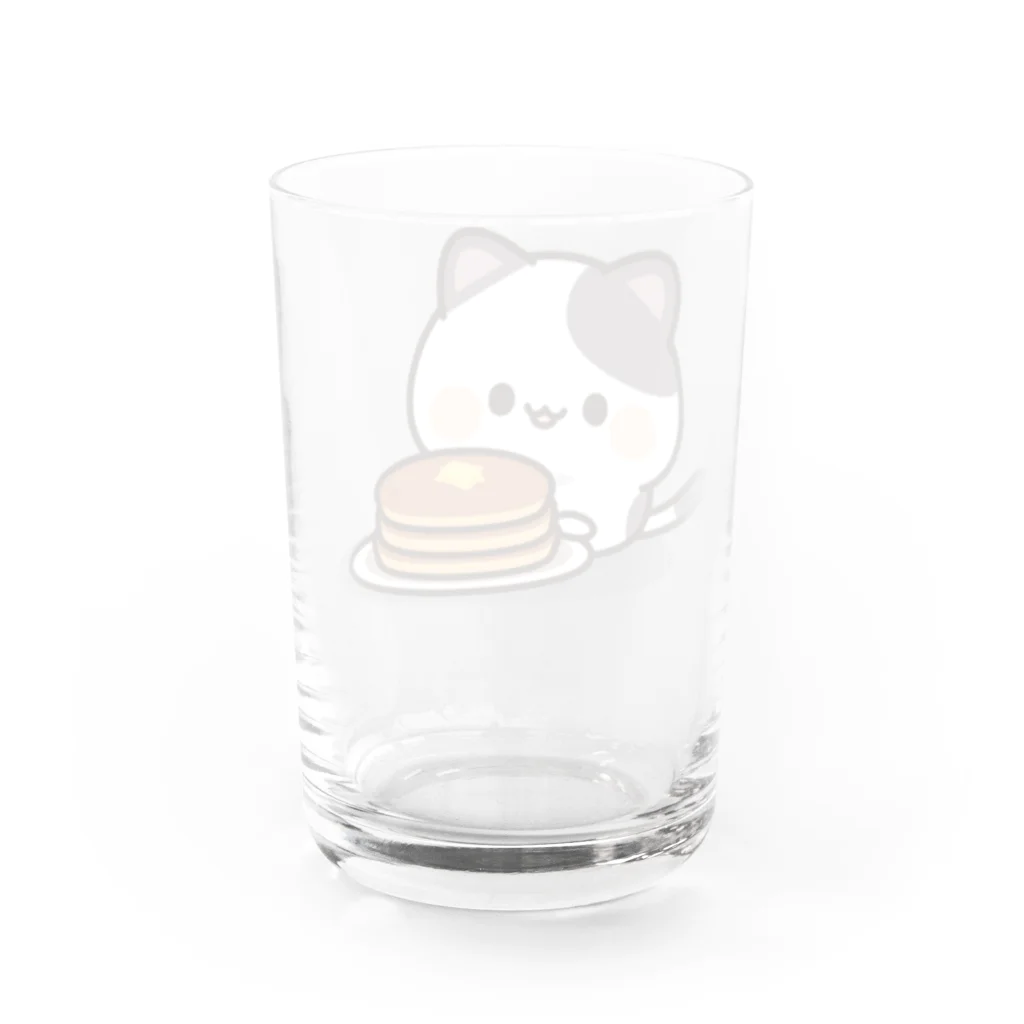 DECORの感情豊かなくろぶちにゃんこ　ホットケーキver. Water Glass :back