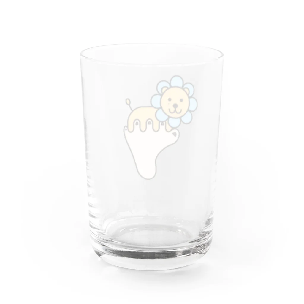 クアッカワラビーくんの日常＆あしゆびふれんず公式グッズのあしゆびらいおん(ブルー) Water Glass :back