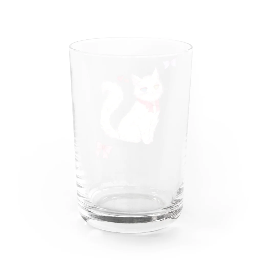 ぷにぷにの猫とリボン Water Glass :back