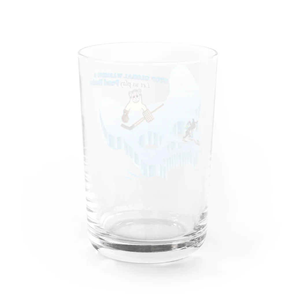 Hustle HockeyのPond Hockey Stop Global warming  Water Glass :back