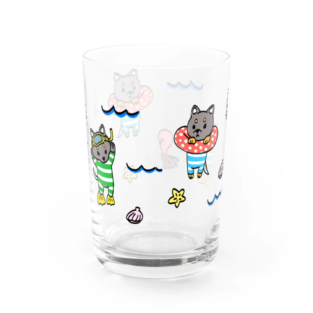 ともえのえ - 柴犬とか動物色々のクロマメぷかぷかサマー Water Glass :back