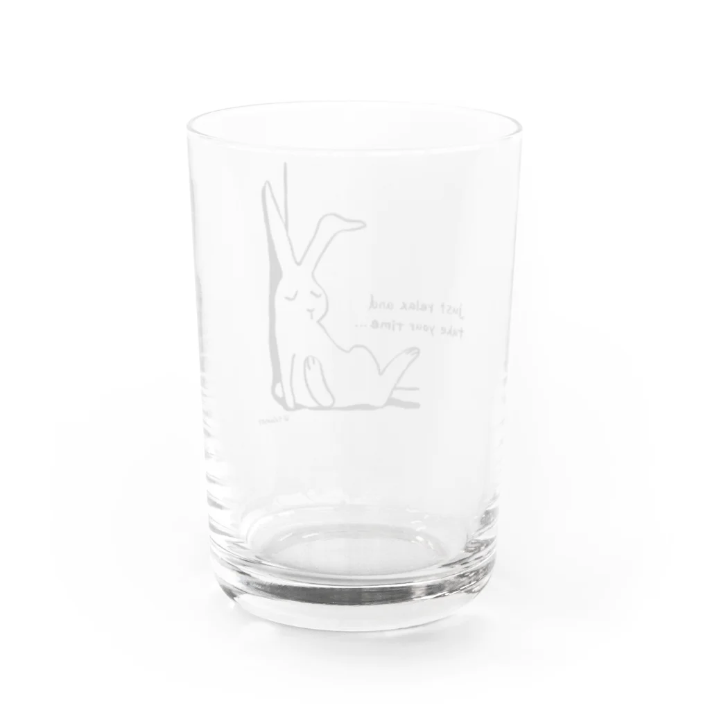 YuSunsetのりらっくすうさぎ（黒） Water Glass :back