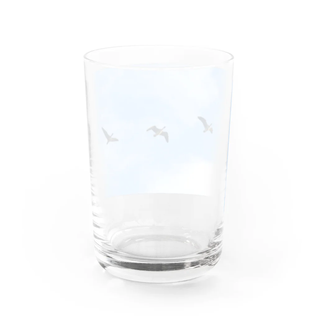 雁花工房（寄付アイテム販売中です）のマガン飛翔３羽 Water Glass :back