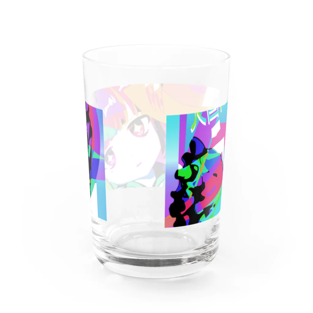 不死奇ヨンシィ✋👲🤚の不死奇蒸気波_横棒L Water Glass :back