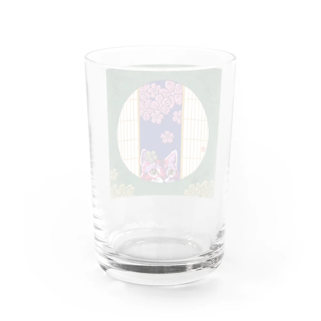 高井里華の夜桜【猫】【家紋】【桜】【夜】 Water Glass :back