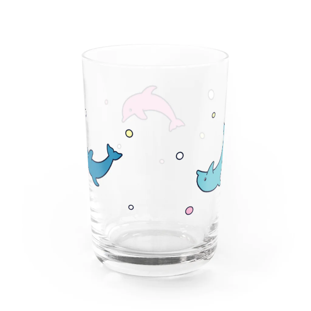 Futakawa Mayuのグッズショップのイラストグラス イルカ ピンク グラス反対面