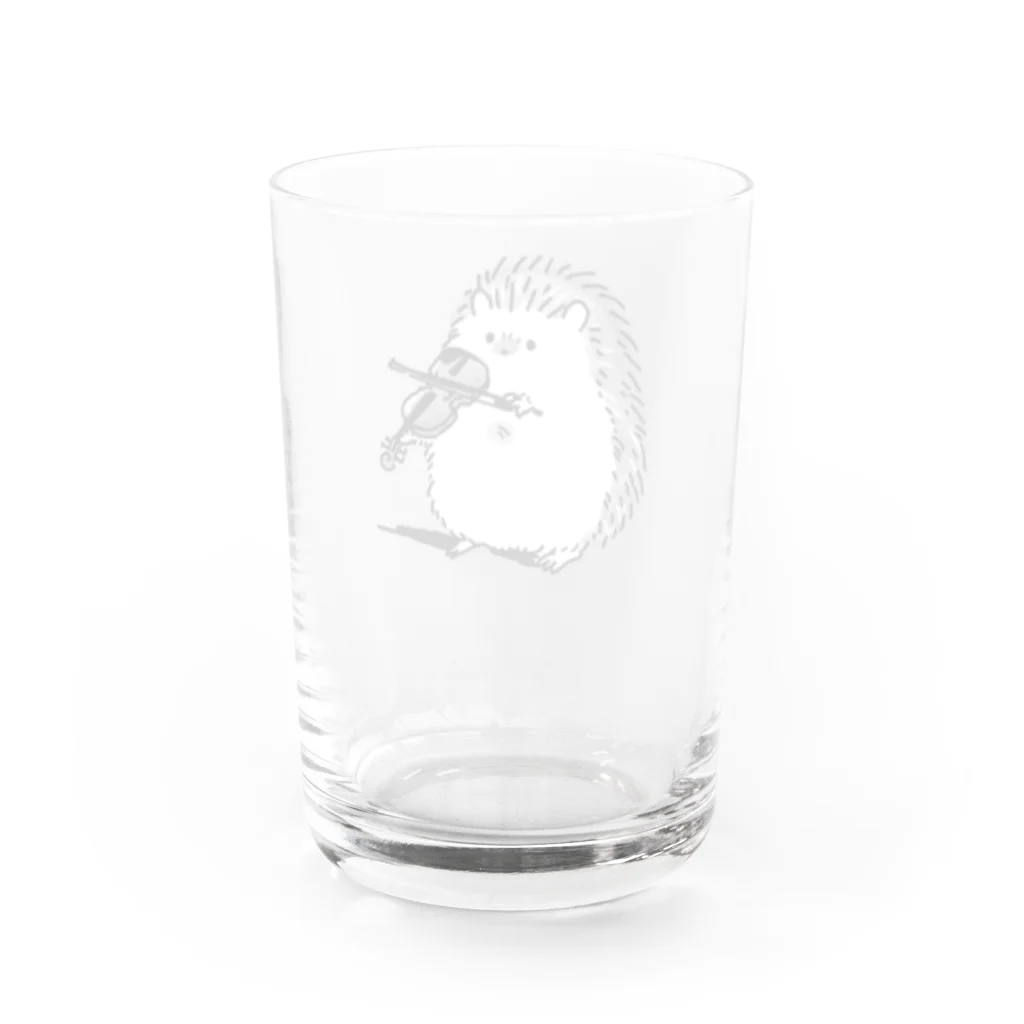 ハリネズミと楽器のハリネズミとヴァイオリン モノクロ Water Glass :back