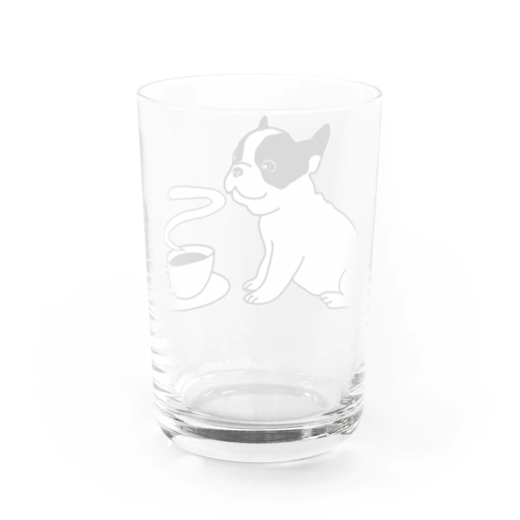 キッズモード某の フレンチブルドッグとコーヒー Water Glass :back