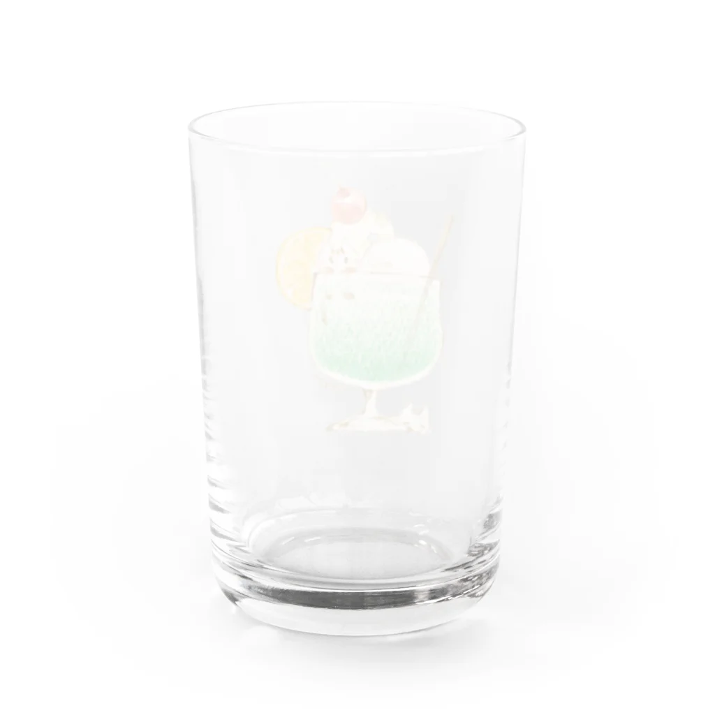 くれよんのらくがきのクリームソーダにゃんこ Water Glass :back