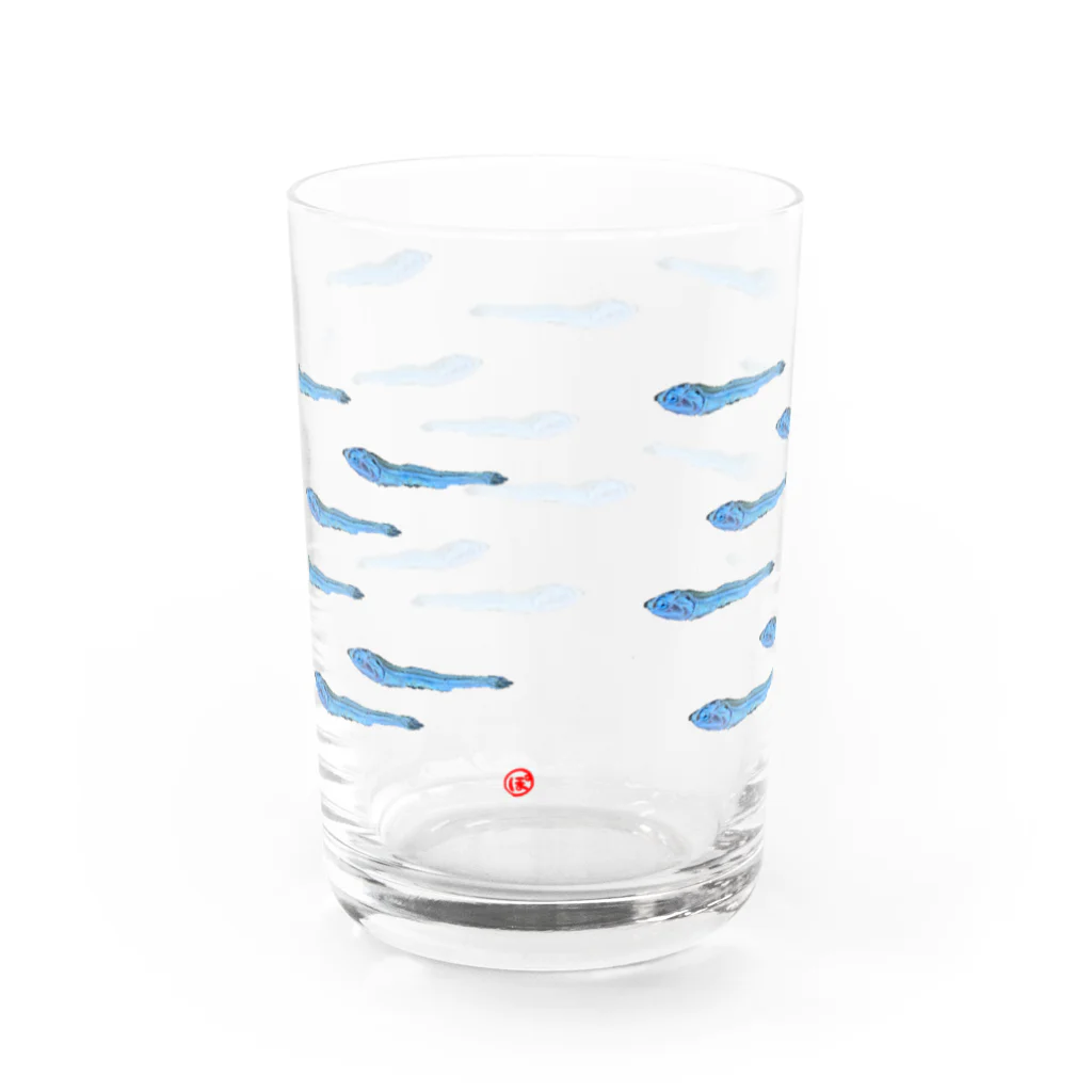 きたぽよグッズショップ【ぽよ劇場のグッズ屋さん】のにぼしのにぼ〜フル魚群〜 Water Glass :back